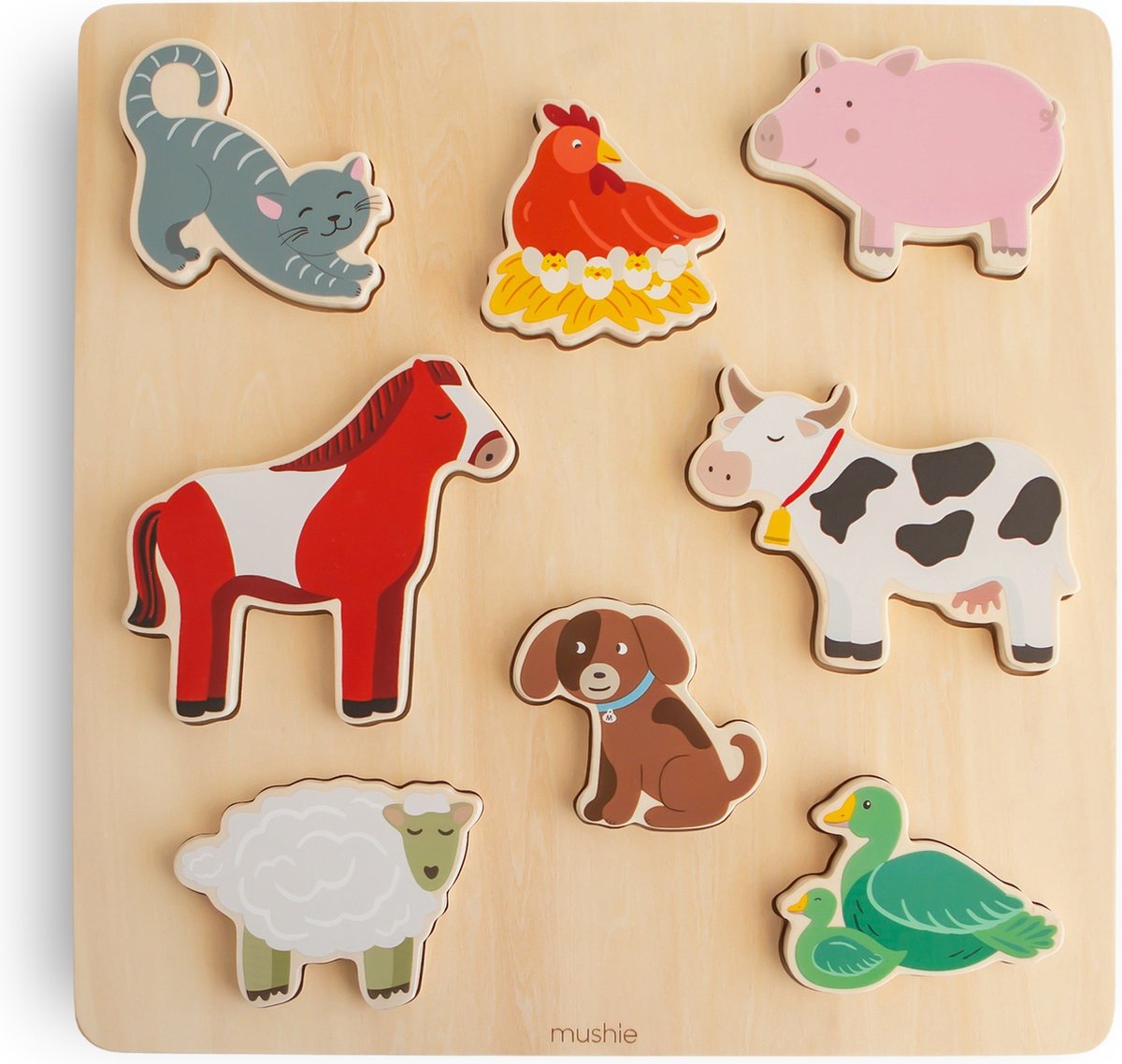 Mushie Houten Inlegpuzzel | Farm